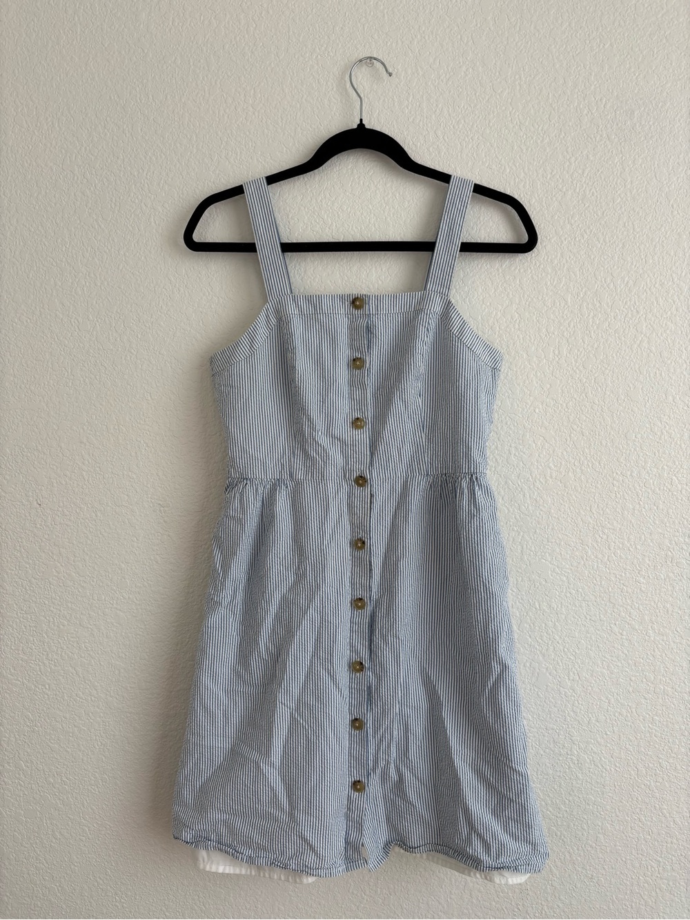 J. Crew Striped Button-Front Sundress - Light Blue/White